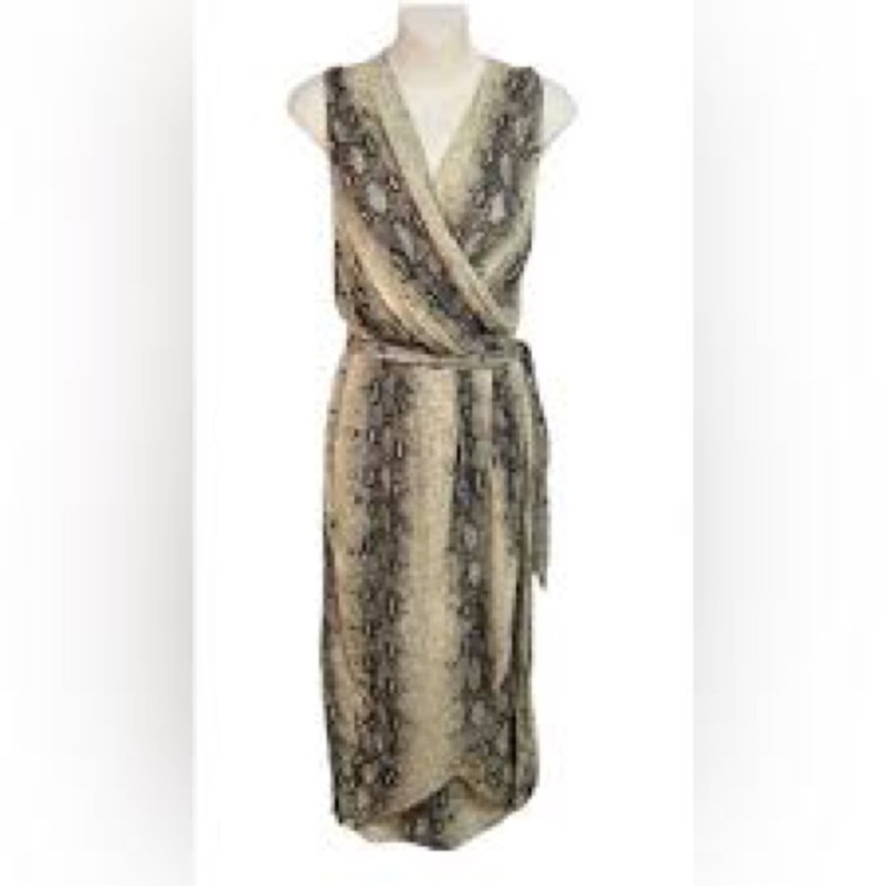 Paper Heart Snakeskin V-neck Sleeveless Dress